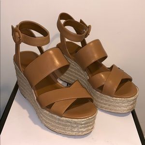 Nine West - Tan Leather Platform Espadrille